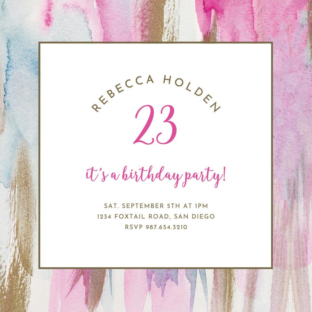 Painterly pink - invitación de cumpleaños