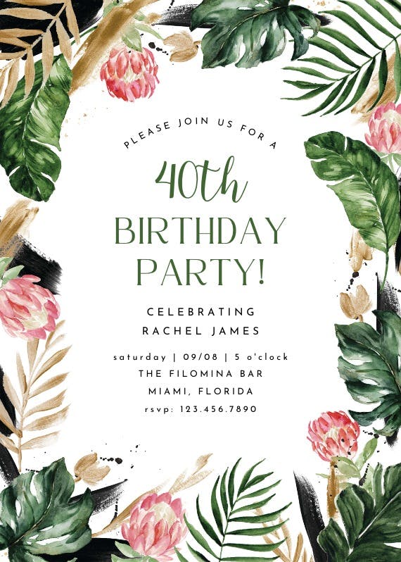 Painterly tropical - printable party invitation