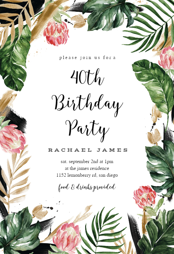 painterly tropical birthday invitation template greetings island