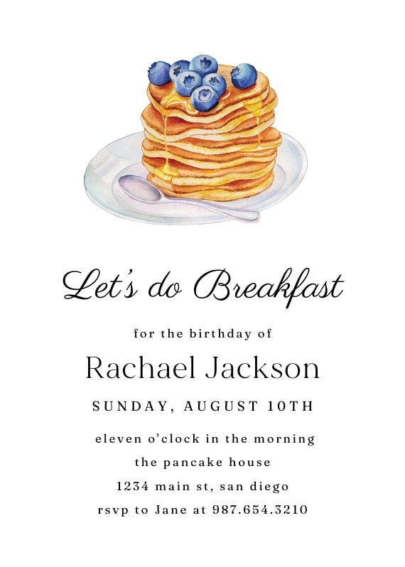 Pancake breakfast - invitación de cumpleaños