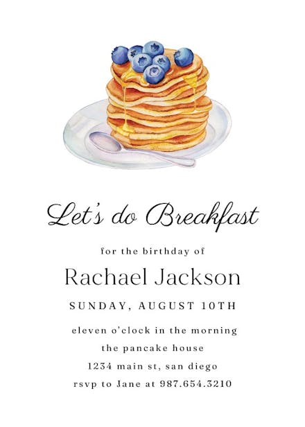 Pancake breakfast - birthday invitation