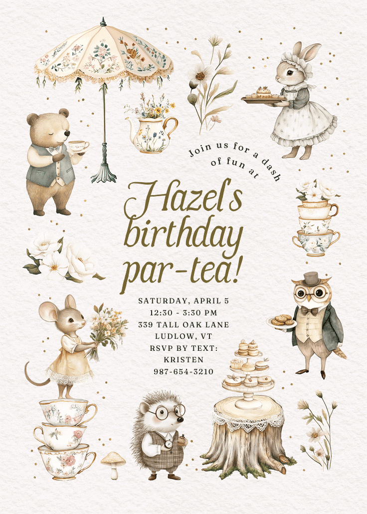 Par-tea animals - invitation