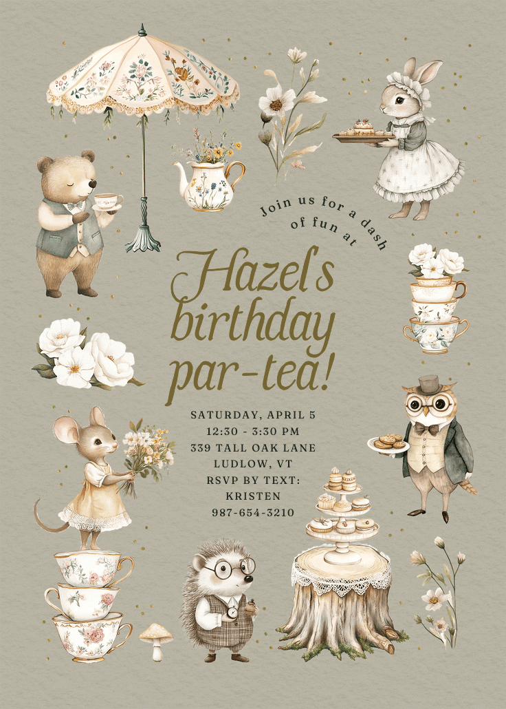 Par-tea animals - invitation