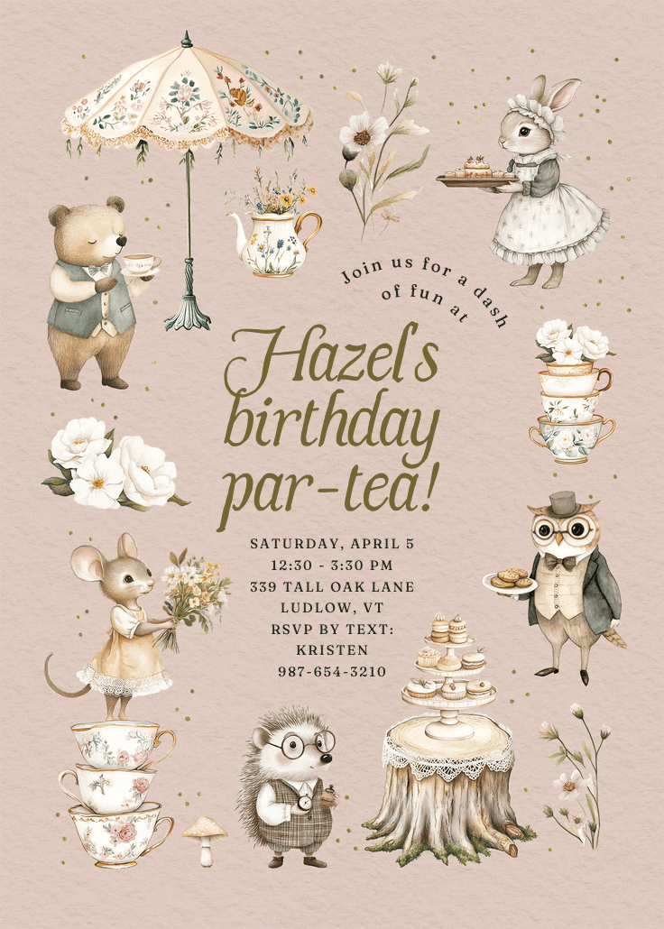 Par-tea animals - invitation