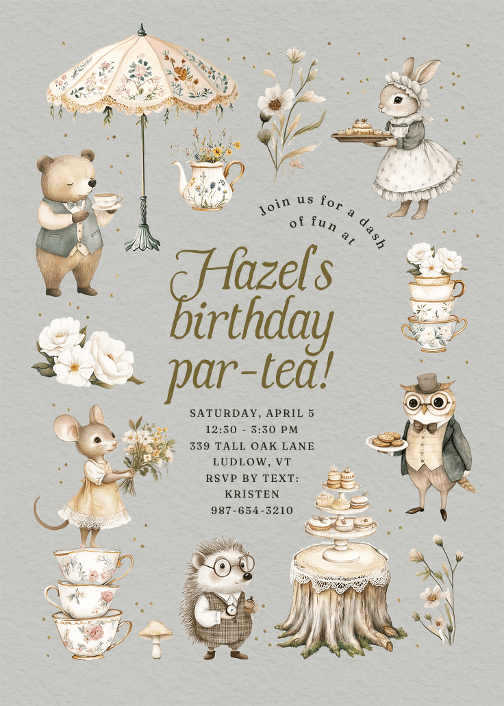 Par-tea animals - invitation