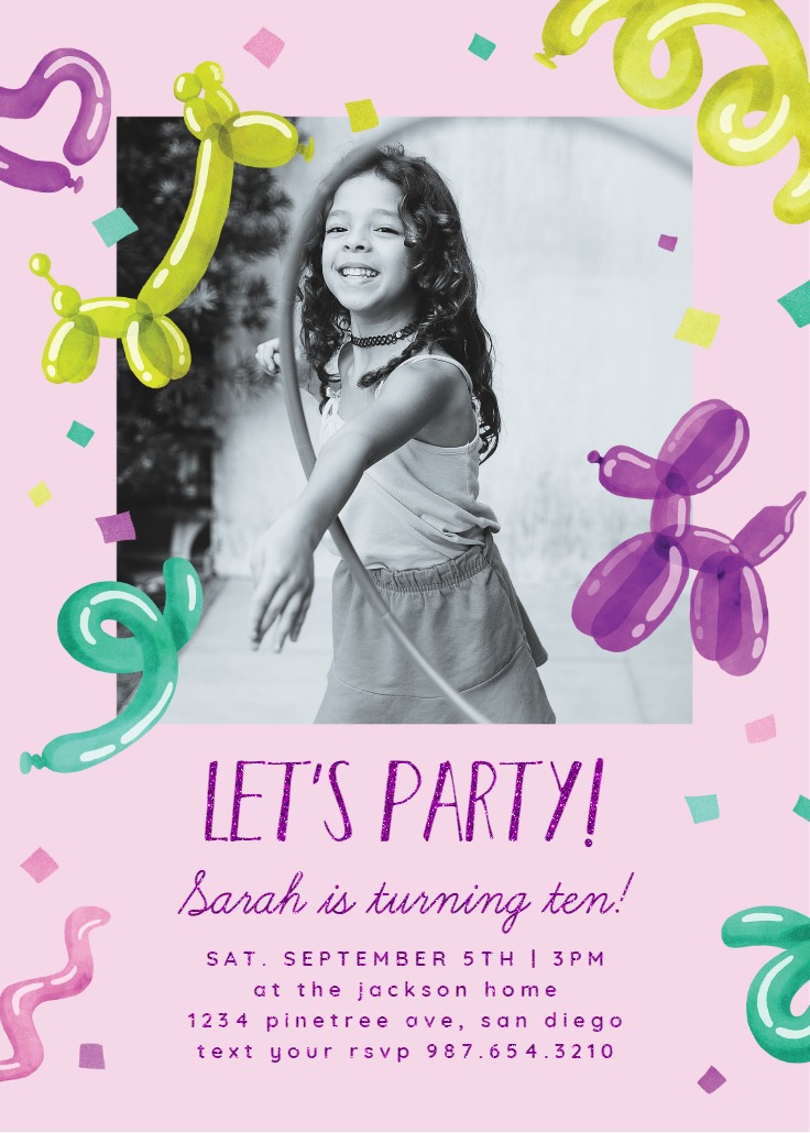 Party Balloons - Birthday Invitation Template | Greetings Island