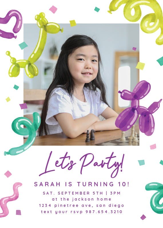 Party balloons -  invitación de cumpleaños