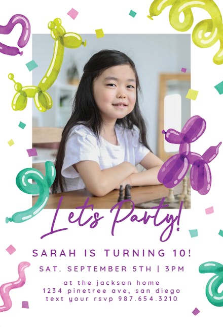 Party Balloons - Birthday Invitation Template | Greetings Island