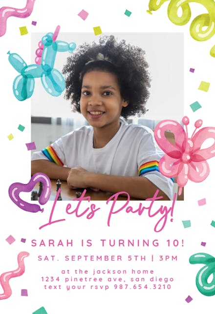 Party Balloons - Birthday Invitation Template | Greetings Island