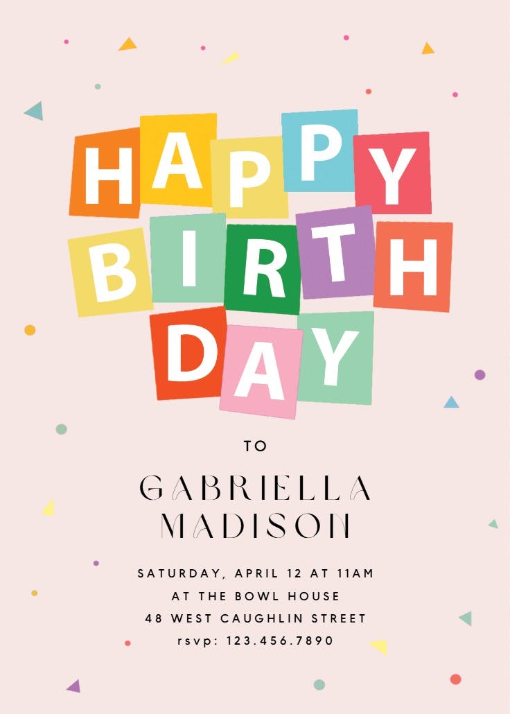 Party confetti - birthday invitation
