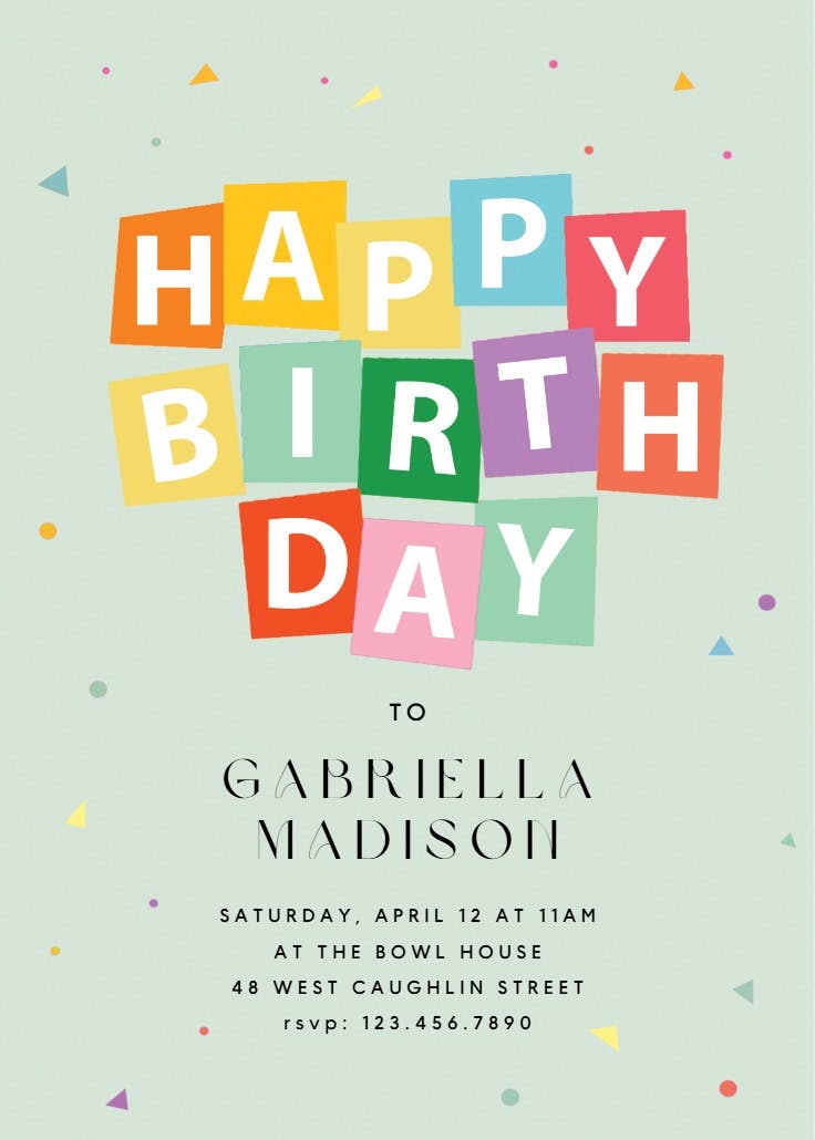 Party confetti - birthday invitation