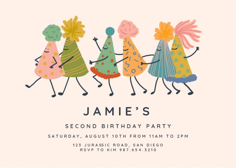 Party Hats - Birthday Invitation Template (Free) | Greetings Island