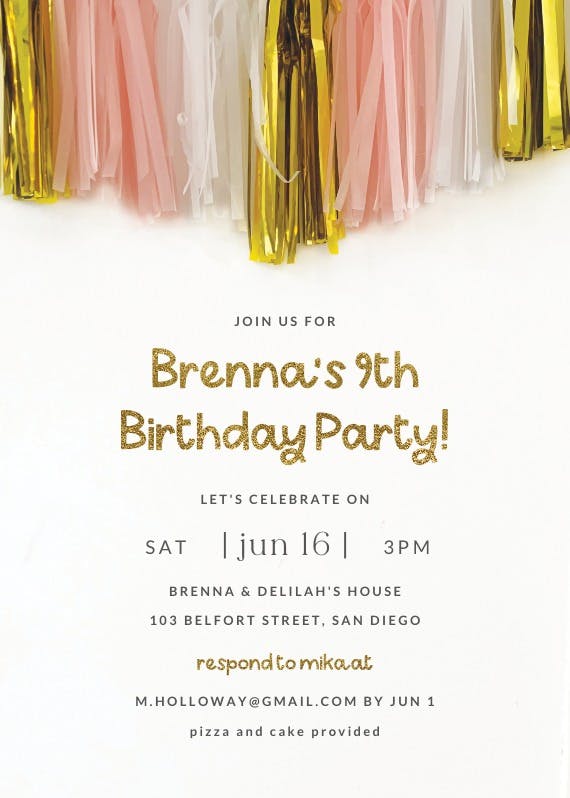 Party neutrals - birthday invitation