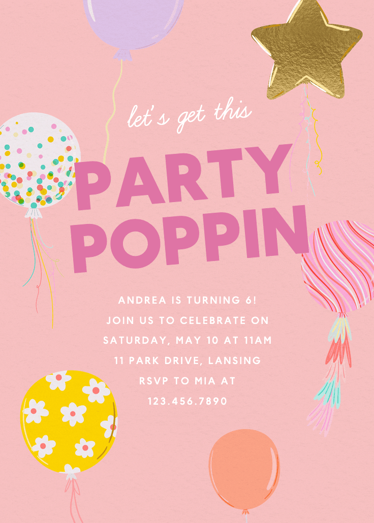 Party poppin - printable party invitation
