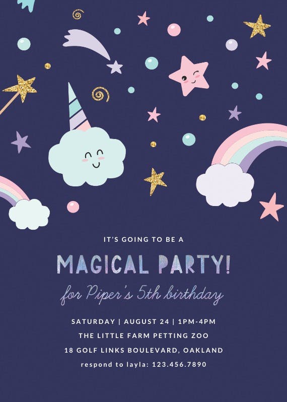 Party unicorn - invitación de fiesta