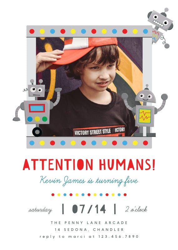 Party with bots - printable party invitation