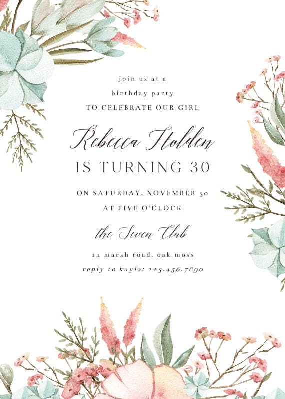 Pastel boho - birthday invitation