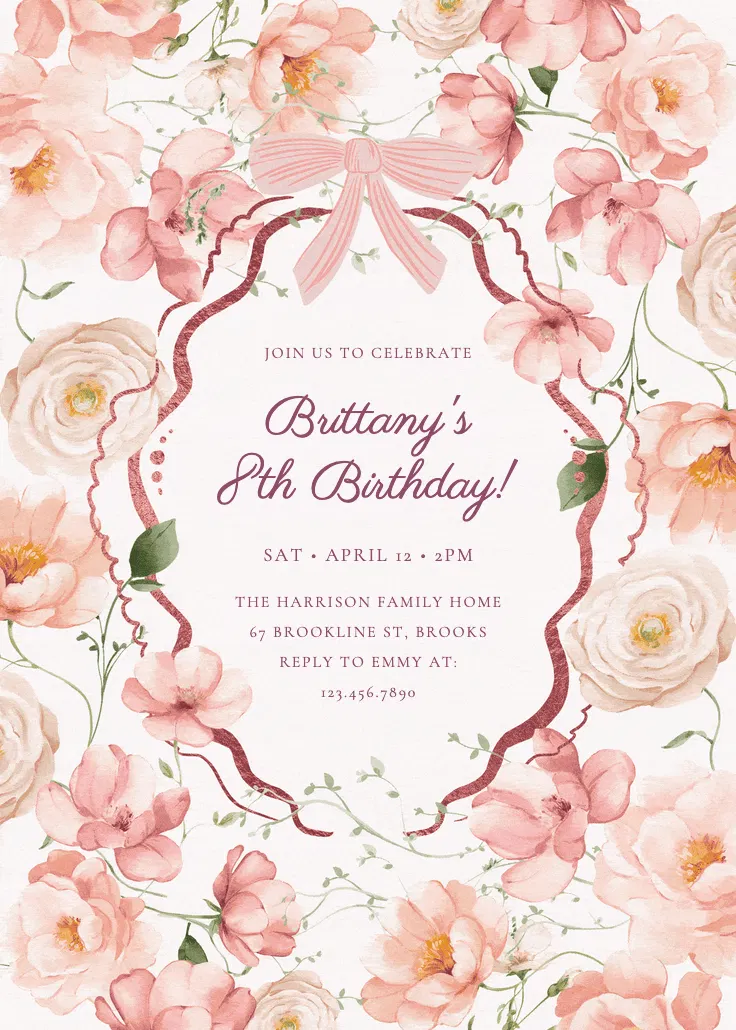 Peachy blooms - birthday invitation