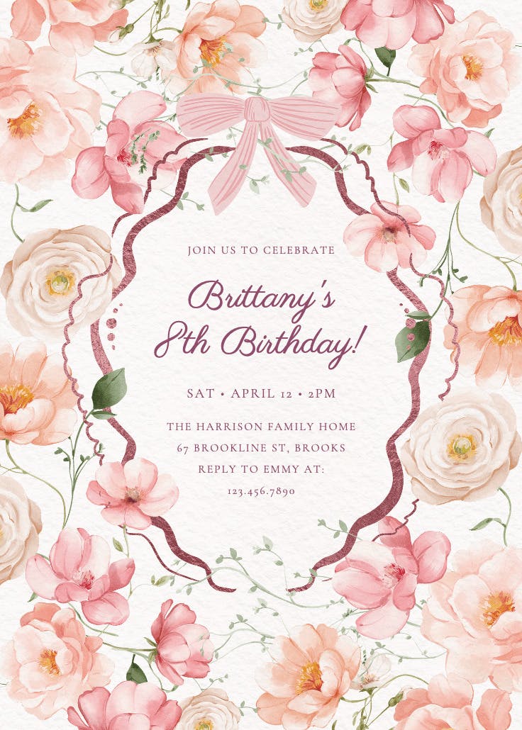 Peachy blooms - birthday invitation
