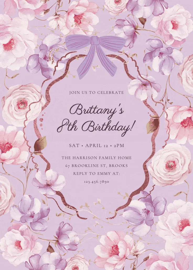 Peachy blooms - birthday invitation