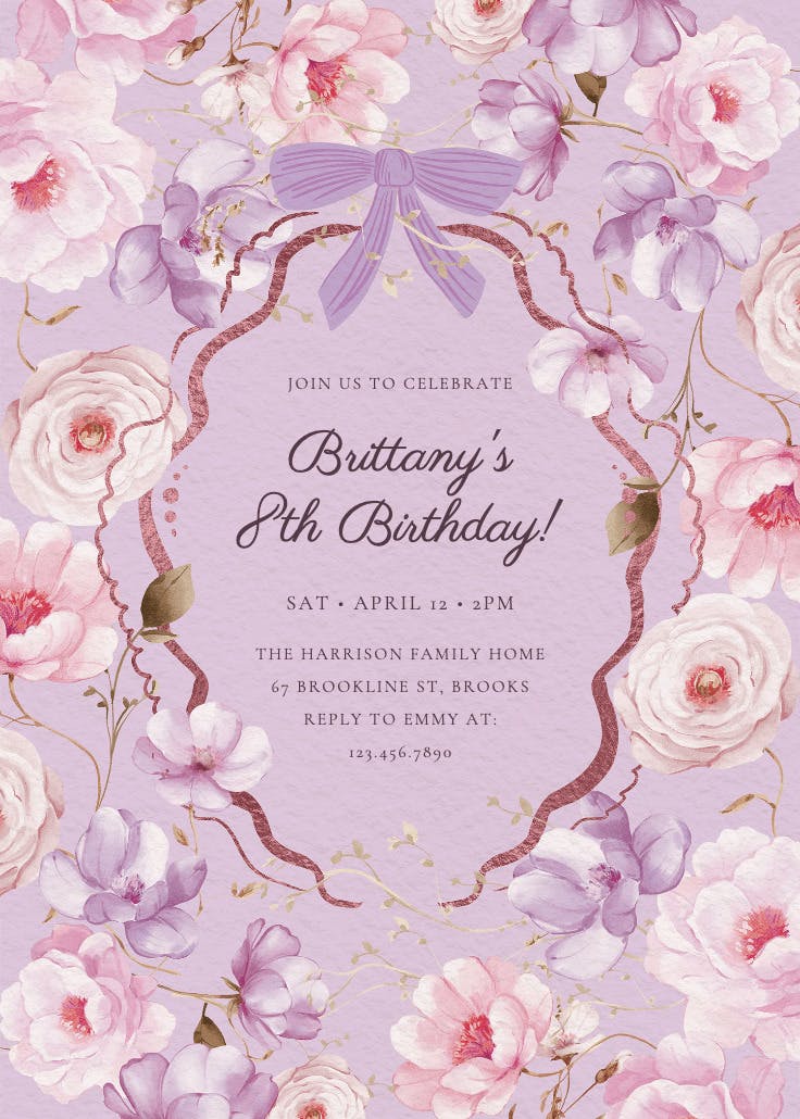 Peachy blooms - birthday invitation