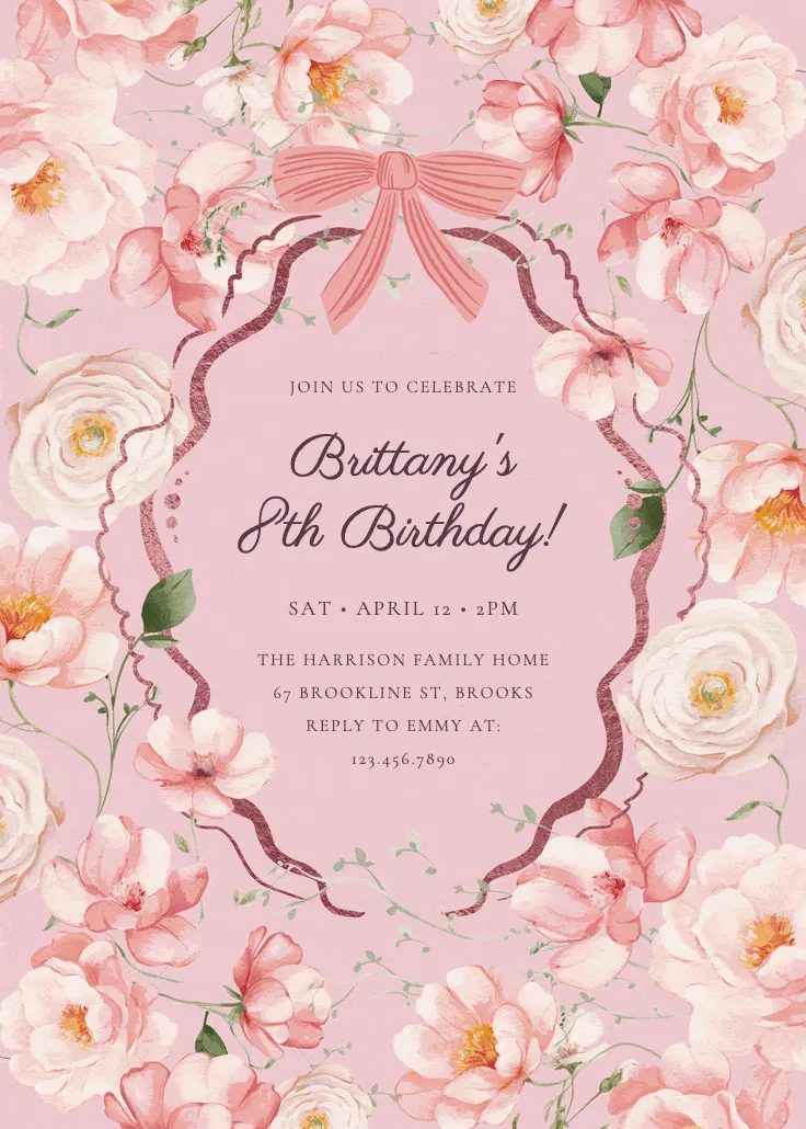 Peachy blooms - birthday invitation