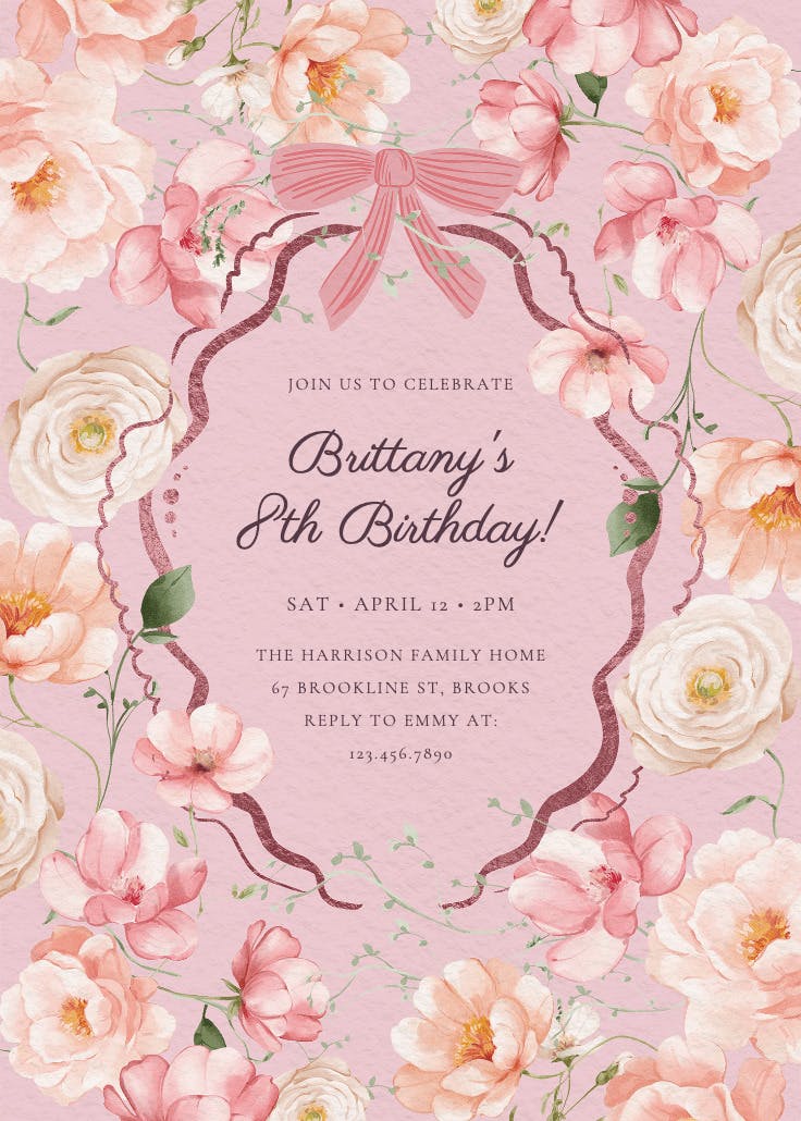 Peachy blooms - birthday invitation