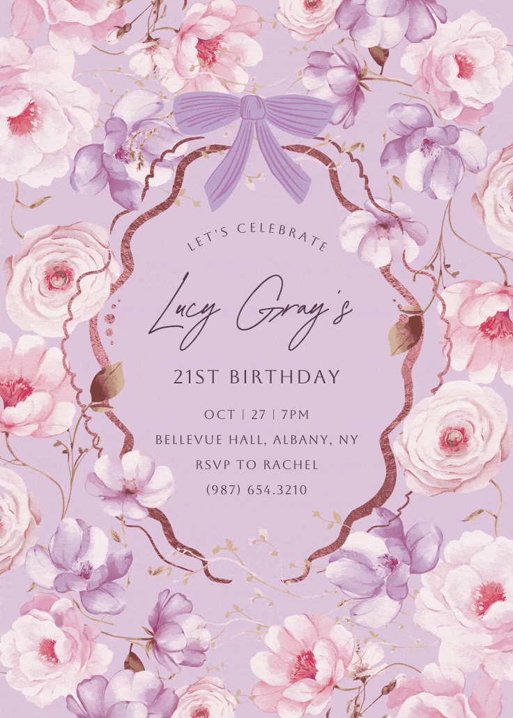 Peachy blooms - invitación de cumpleaños