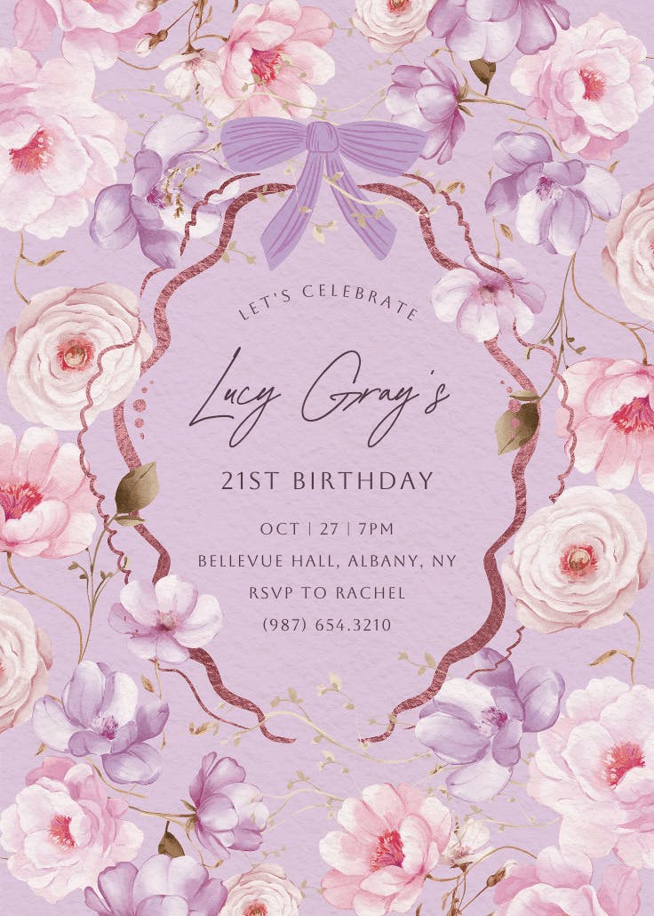 Peachy blooms - birthday invitation