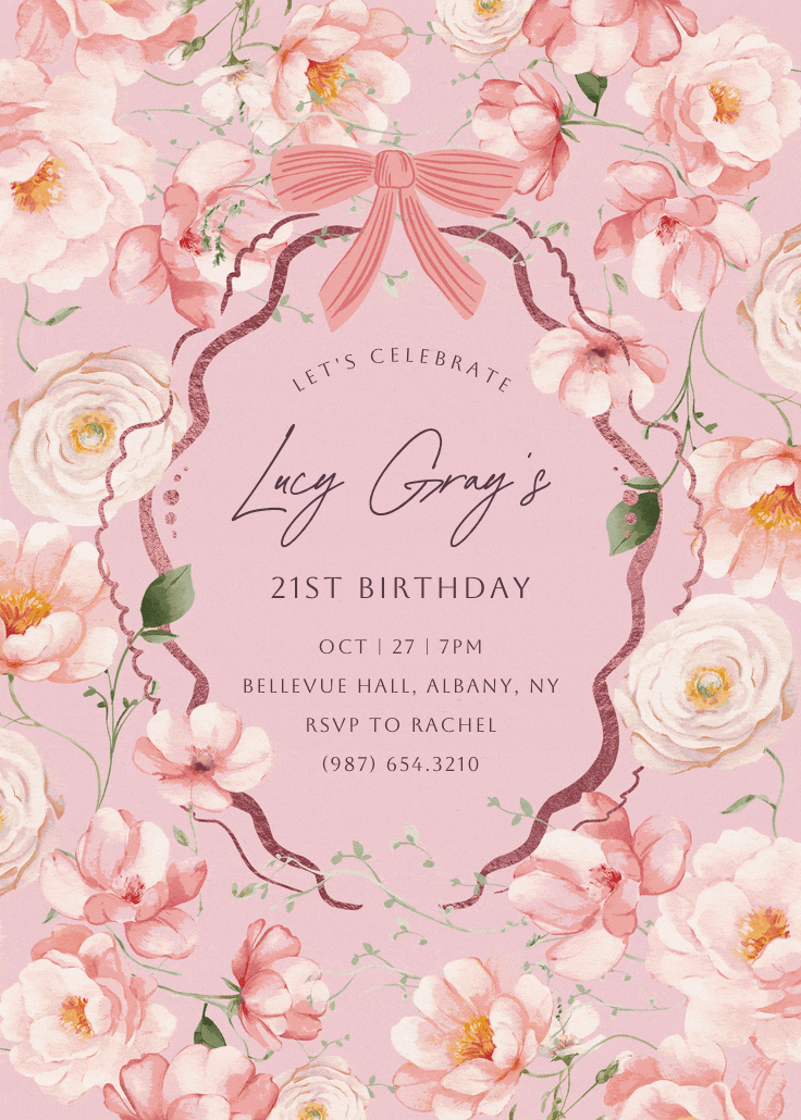 Peachy blooms - birthday invitation