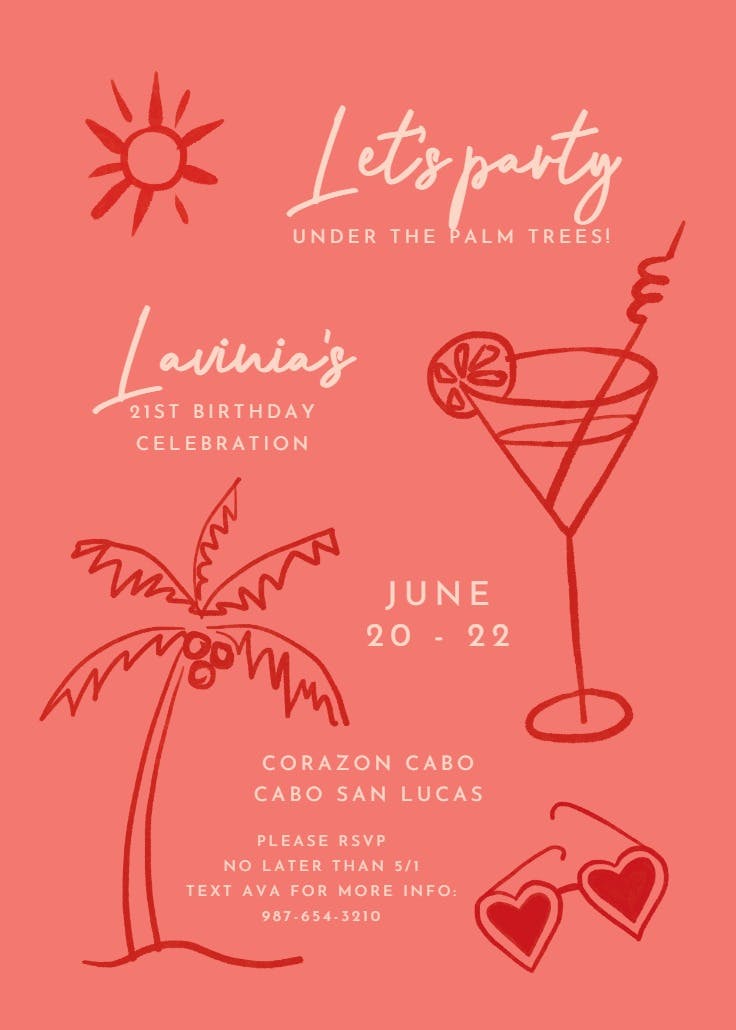 Piña colada - invitación de fiesta