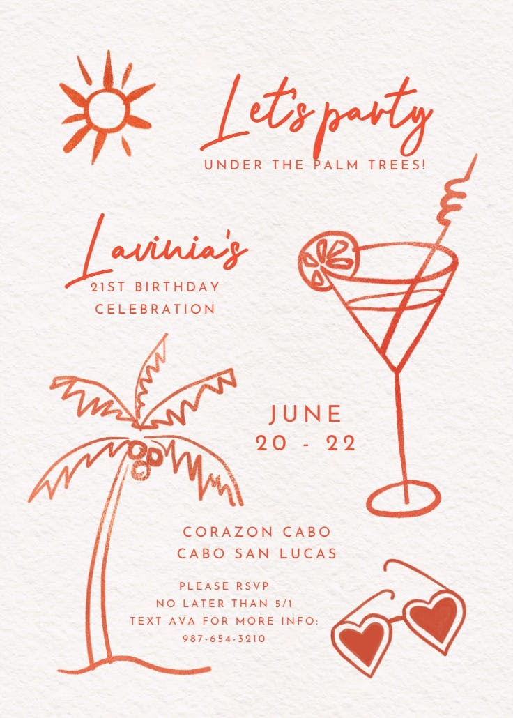 Piña colada - invitación para fiesta