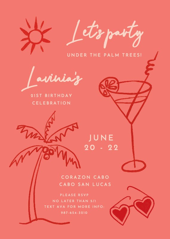 Piña colada - printable party invitation