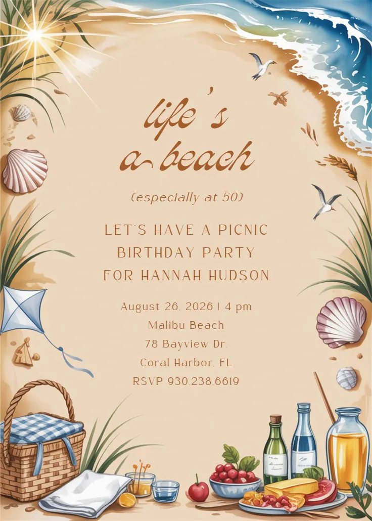 Picnic at the beach – geburtstagseinladung