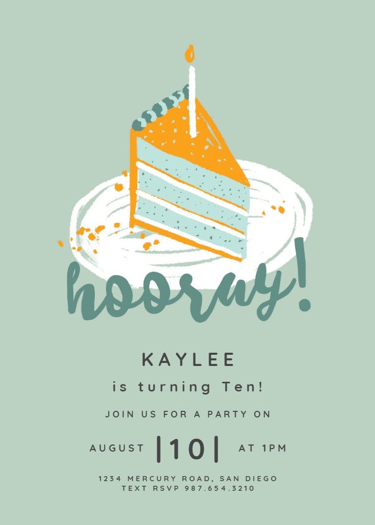 Piece of cake - birthday invitation