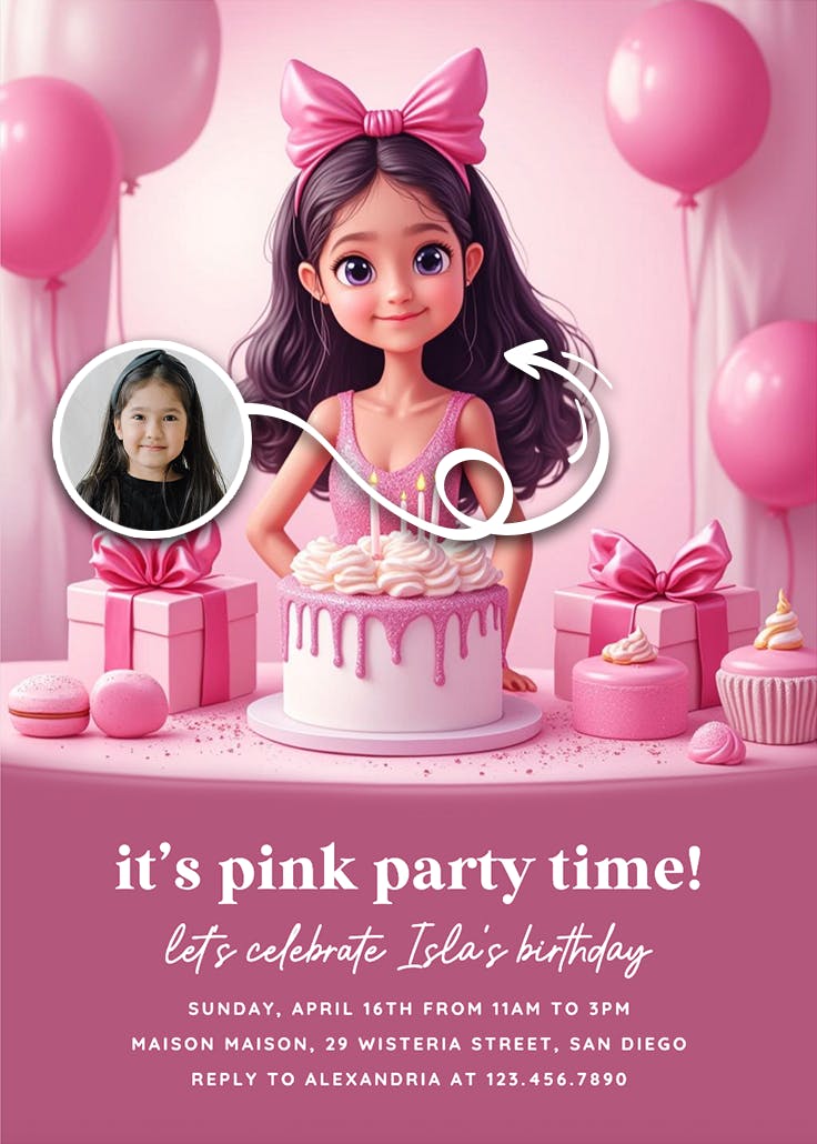 Pink life - printable party invitation