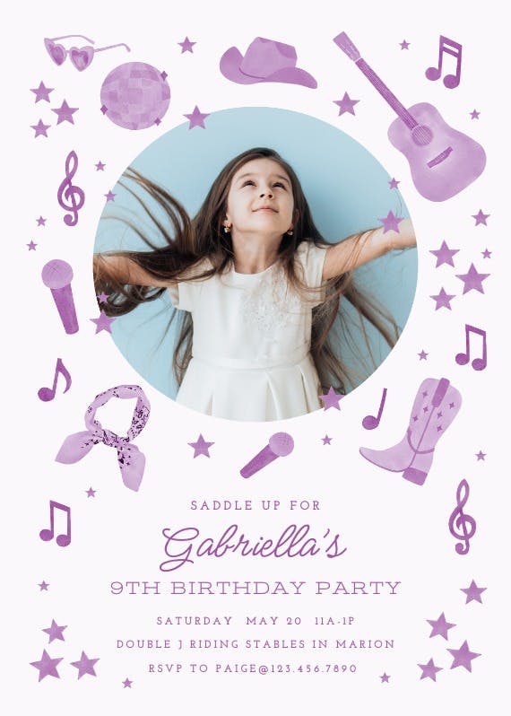 Pink cowgirl - birthday invitation