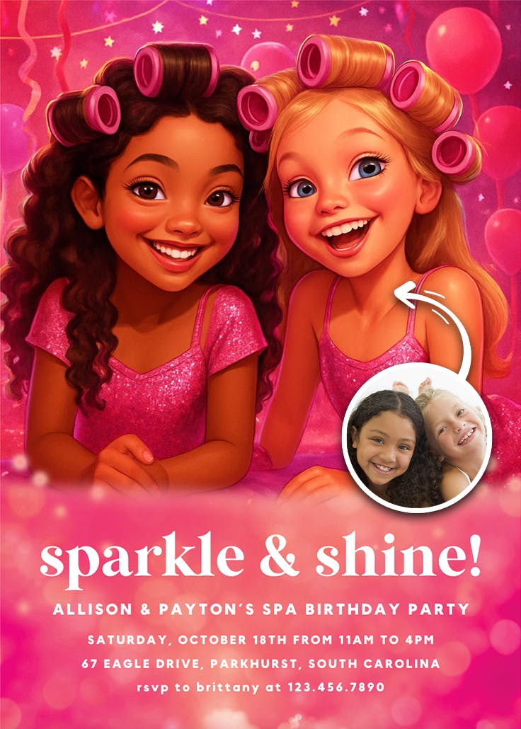 Pink glitter party - printable party invitation