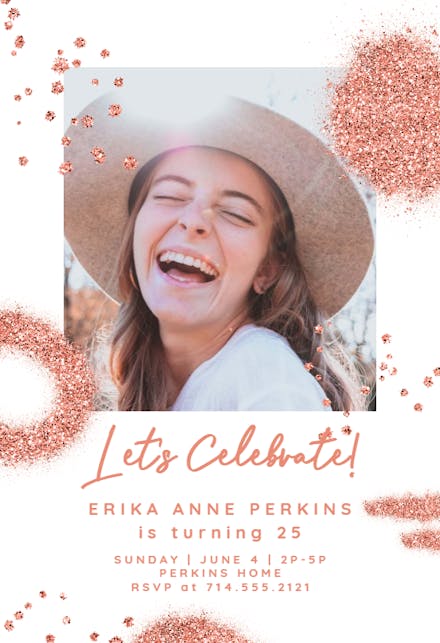 Pink Glitter Shapes - Birthday Invitation