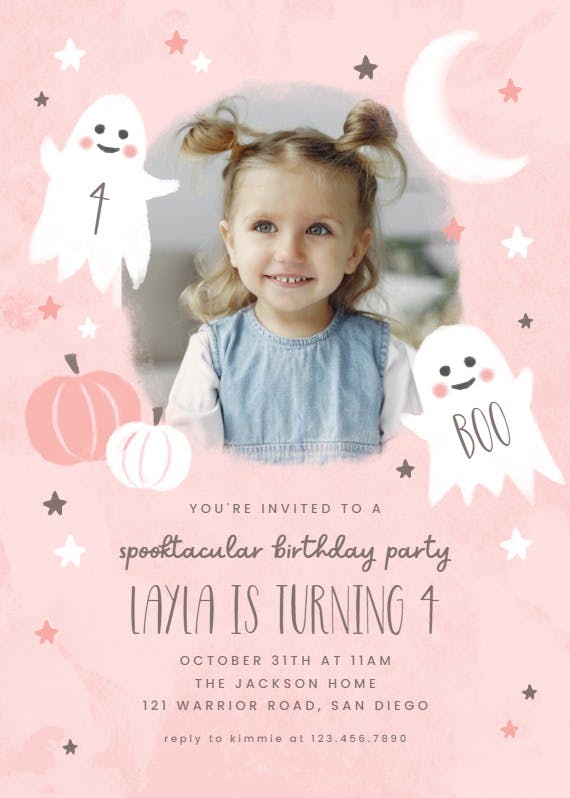 Pinky boo photo -  invitación de fiesta de cumpleaños con foto
