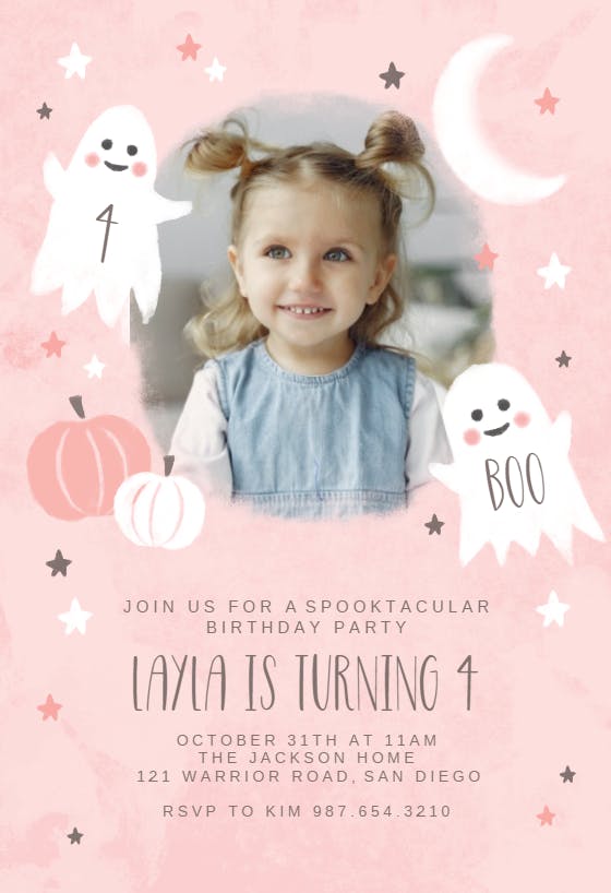 Pinky Boo Photo - Halloween Party Invitation Template | Greetings Island