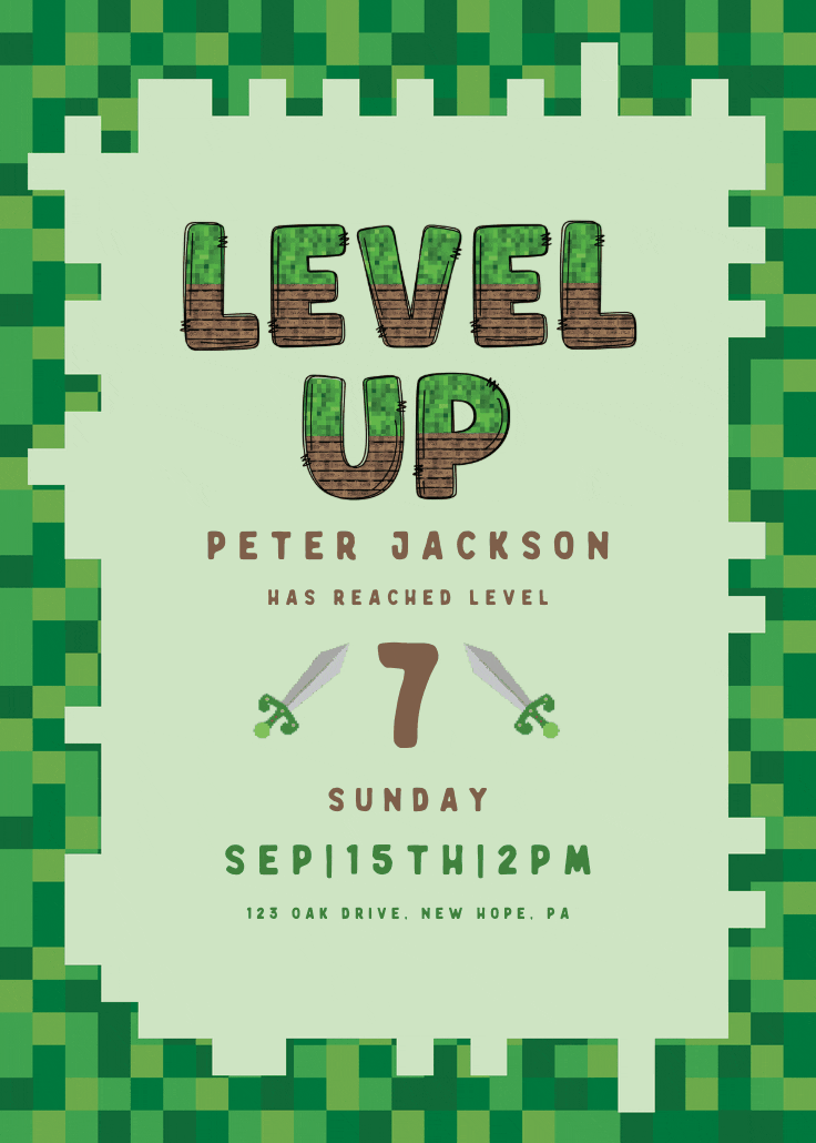 Pixelated birthday - invitation