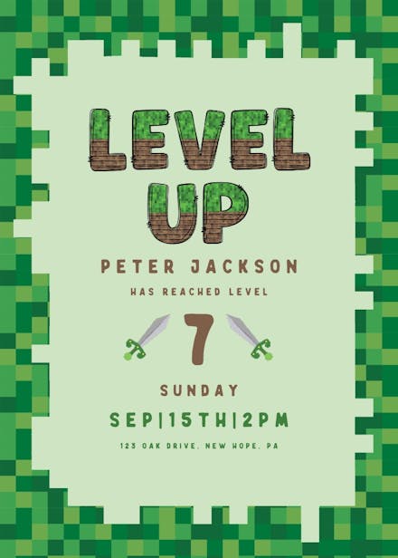 Pixelated birthday - birthday invitation