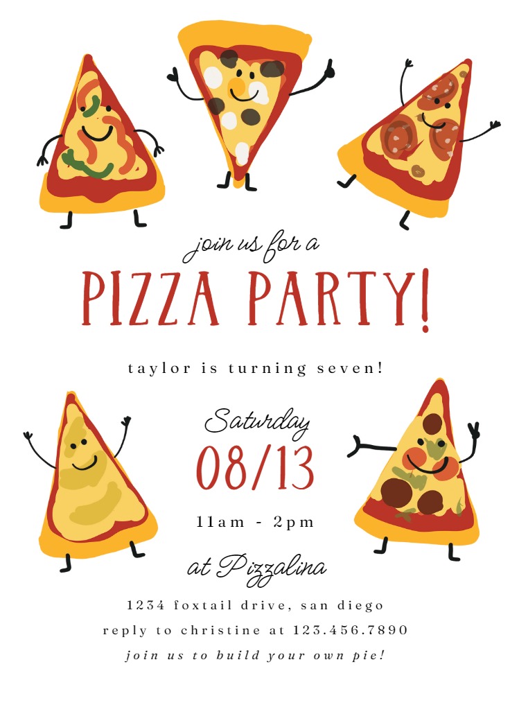 Pizza Pizza Pizza - Party Invitation Template (Free) | Greetings Island