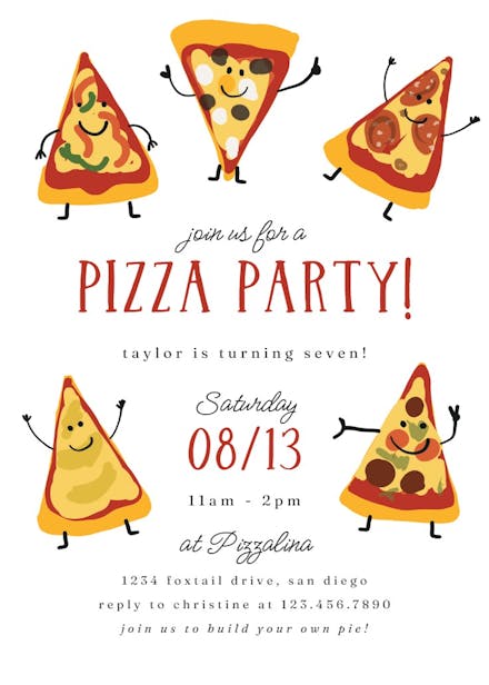 Pizza guys - birthday invitation