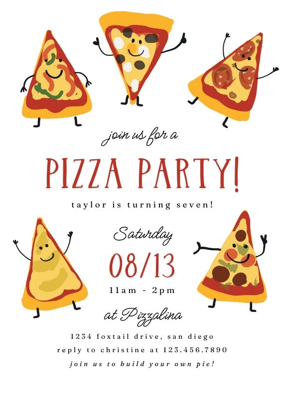 Pizza guys - sleepover party invitation