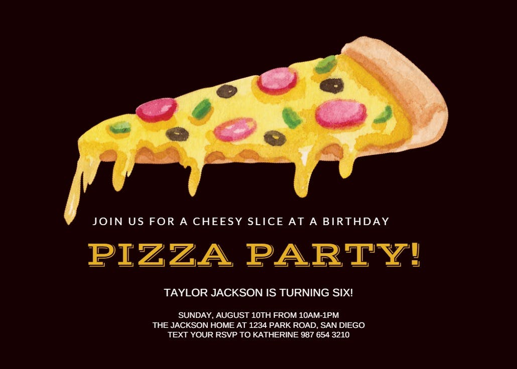 Pizza party - printable party invitation