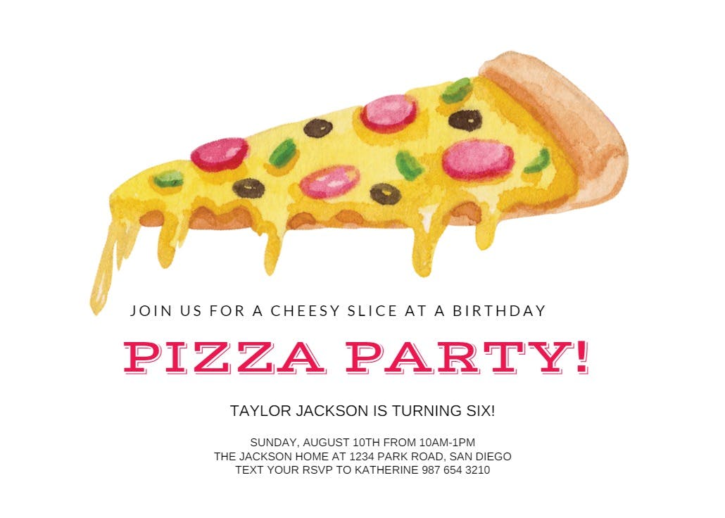 Pizza party - birthday invitation