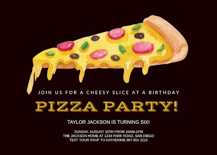 Pizza Party - Birthday Invitation Template (Free) | Greetings Island