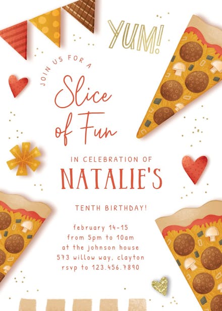 Pizza slice of fun - party invitation
